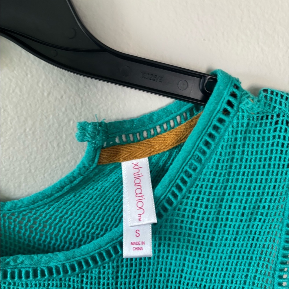 Xhilaration Turquoise Mesh Blouse